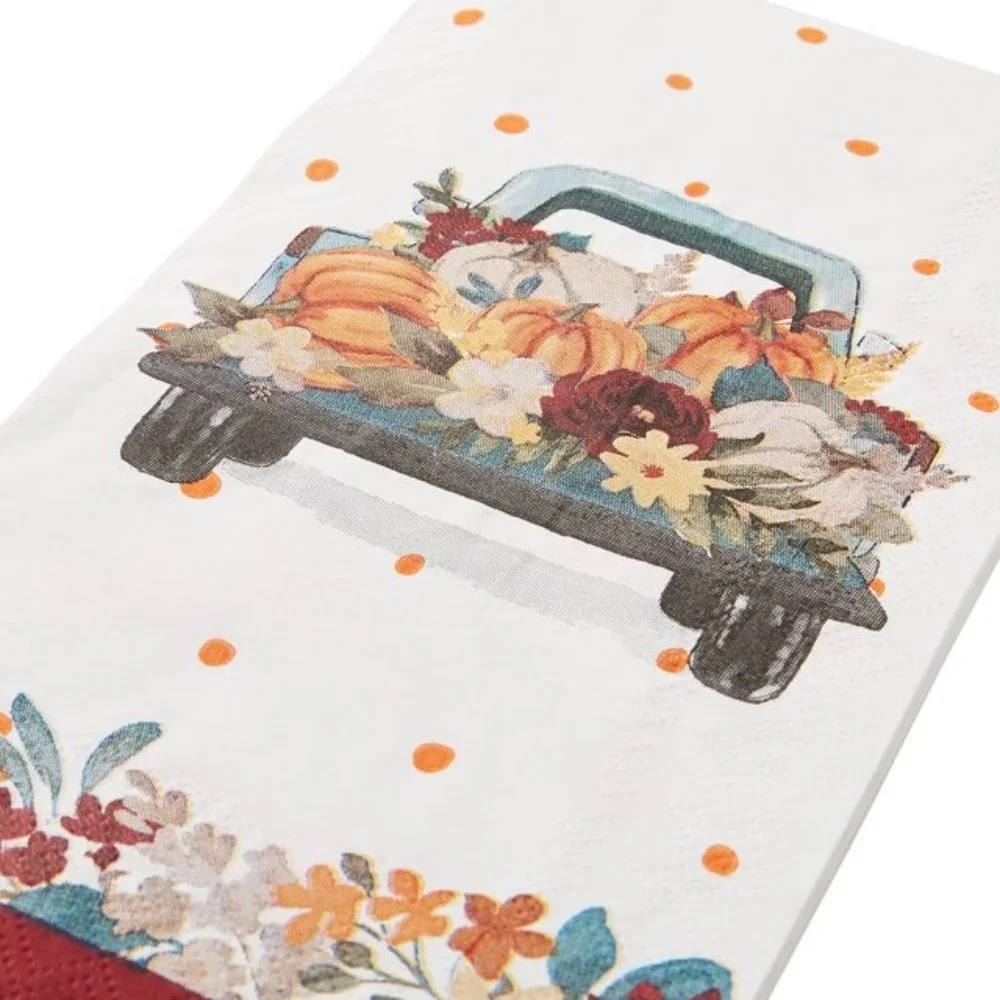 Pioneer Woman Vintage Truck Floral Fall Thanksgiving Paper Plate Napkins 16guest